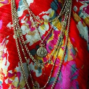 Vintage Napier 5 Strand gold tone necklace